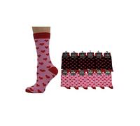 Chaussettes pour femme avec motif cœurs rouges - 2 couleurs : noir et rose - Pointure 37-42 - Noir - Taille Unique