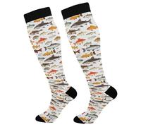 Chaussettes Pour Femme Homme Sardines Adorables Poissons De Mer Chaussettes Basketball Confortables Décontractées Planche À Roulettes Bonneterie, Pour Running, Gym, Trekking, 50Cm