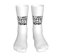 Chaussettes Pour Femme Homme Tout Ce Dont J'Ai Besoin, C'Est De Café Et De Mon Chien Chaussettes De Sport Confortables Classiques Chaussette De Football, Pour Gym, Course À Pied, Lété, 40cm