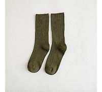 Chaussettes pour femmes 3 paires de coton noir kaki beige rose femme équipage chaussette printemps hiver style automne (Color : Army green 3 Pack, Size : EU 36-40)