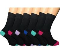 Chaussettes pour femmes 6 paires - Sans élastique, Chaussettes en coton pour dames Gentle Grip | Chaussette extensible pour pieds enflés | Chaussettes pour diabétiques pour femmes Taille 4-7 UK Taille