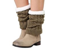 Chaussettes pour filles - Genouillères et jambières tricotées et épaisses - En laine chaude - Pour homme, kaki, taille unique