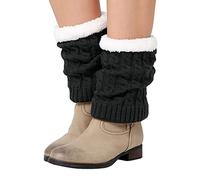 Chaussettes pour filles - Genouillères et jambières tricotées et épaisses - En laine chaude - Pour homme, Noir , taille unique