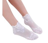 Chaussettes pour homme - Taille 9-11 - Motif rose uni - Dentelle - Maille - Avec volants - Antidérapantes - Pour soutenir votre garçon local, blanc, taille unique