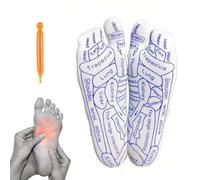 Chaussettes réflexes - Ensemble de chaussettes de massage de réflexologie en coton avec tableau et tige - Guide de cartographie des pieds d'acupression - Chaussette unisexe de thérapie de massage des