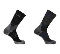 Chaussettes 2 paires salomon x ultra access crew gris noir unisex