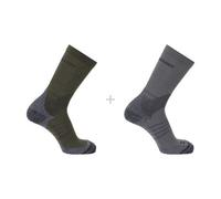 Chaussettes salomon x ultra access crew kaki gris 2 paires