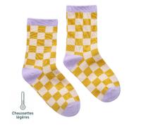 Chaussettes Sans Couture Damier Ocre 23/26