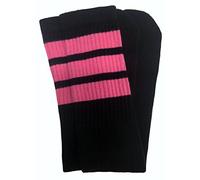 Chaussettes Skater 22" Genou haut noir tube chaussettes avec BubbleGum Rose rayures style 1