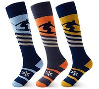 Chaussettes Ski Enfant - Chaussettes Longues Unisexes Chaudes d'Hiver pour Enfants - Thermiques et Épaisses en Cotton pour Garçon - Longueur de la Semelle 18-20 CM/8-10 Ans