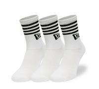 New Era Chaussettes Tennis Stripe Crew - Unisexe - Blanc/Noir - 39-42 - 3 paires