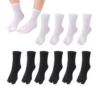 Chaussettes Tabi à Deux Doigts Séparés pour Tongs et Sandales - Design Antifriction - Lot de 6 Paires - Noir et Blanc - Taille Unique