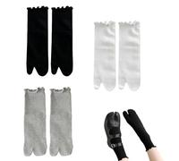 Chaussettes tabi femme 3 paires chaussettes deux doigts coton blanc noir gris taille unique chaussettes pour tongs confort quotidien et style japonais