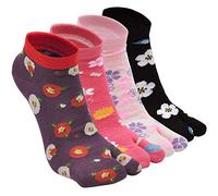 Chaussettes Tabi Japonaises en Coton Tong Flip-Flop Sabots 2 Ortlei Motif Sakura, 4 Paires, Taille 35-41