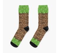 Chaussettes Taille Unique Minecraft Dirt Avec De L'herbe Nouveauté Fantaisie Motif Fou Équipage Décontracté Pour Hommes Femmes