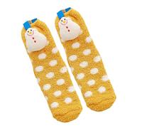 Chaussettes tendance en polaire corail pour femme avec motif de dessin animé pour fêtes de Noël et vêtements décontractés, chaussettes pelucheuses, motif dessin animé, bonhomme de neige, Taille unique