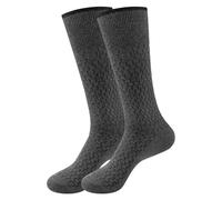 Chaussettes Traditionnelles pour Homme - Couleur Unie de Fête de la Bière en Coton Peigné à Motif Gaufré et Double Aiguille - Grande Taille(Dark Gray, 26-28cm)