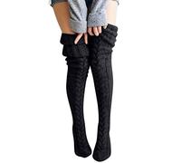 Chaussettes Tricotées en Laine, Bas de Jambe en Tricot pour Femmes, Chauffe-Cuisses Longues, Bottes à Câble pour Genoux, Extra
