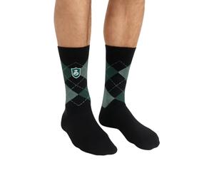 Chaussettes tricotées sous licence Harry Potter Serpentard Argyle Logo Serpentard brodé Taille 39-45, Noir , Taille unique