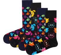 Chaussettes unie Happy Socks, 4er Pack - Classic Crew, Organic Coton, Farbmix Dog-Cat 41-46