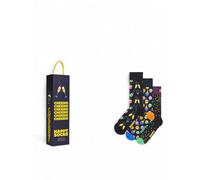 Chaussettes Unisex HAPPY SOCKS Ensemble Cadeau De Célébrations 3 Paires NOIR