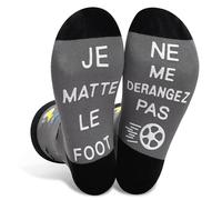 Chaussettes Unisexe Rigolotes Humour 39-46 Coton Fantaisie bière,Un Cadeau Original Pour Anniversaire, Noël et La Saint (FR/ES, Numérique, 39, 46, Taille normale, Taille normale, Football-Grey&Black)