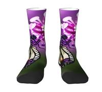 Chaussettes unisexes à imprimé papillon violet prune, chaussettes en coton confortables et respirantes, adaptées à toutes les saisons