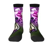 Chaussettes unisexes à imprimé papillon violet prune, chaussettes en coton confortables et respirantes, adaptées à toutes les saisons