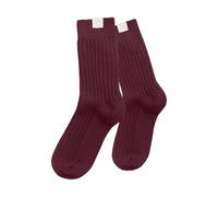 Chaussettes unisexes en maille côtelée au design classique - Chaussettes confortables pour le quotidien et le sport - Chaussettes en coton unies en 1 pièce, Style_w04 Bordeaux, taille unique
