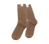 Chaussettes unisexes en maille côtelée au design classique - Chaussettes confortables pour le quotidien et le sport - Chaussettes en coton unies en 1 pièce, Style_w02 Marron, taille unique