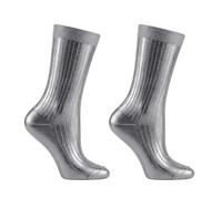 Chaussettes unisexes en soie métallisée élégantes brillantes pailletées style nervuré, douces et confortables, adaptées pour toutes les saisons, au quotidien et à la mode, Argenté., Taille unique