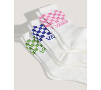 Chaussettes Vans Classic Check Crew blanc rose bleu (3 paires) - S