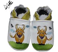 Chausson bébé en cuir souple Capricorne - PRINCESSES & DIABLOTINS - ASTRO - Blanc 20