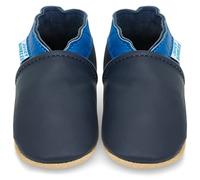 Chausson Cuir Bébé Garcon Chaussons Cuir Souple Bébé Bleu et Marine 6-12 Mois
