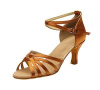 Chausson Danse Chaussure Latine Femme Confortable Et Elegante Classique Talon Heels Dance Shoes Chaussures Plates De Vintage Année 50 Chaussons Fille Modern Jazz Mariage Années 20,Brun-4,37