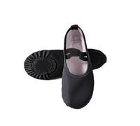 Chausson Danse Chaussures de danse gymnastique for enfants filles semelle souple adulte folklorique débutants en cuir PU rose chaussures d'entraînement Ballet for les femmes(Black Elastic Split,40)