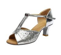 Chausson De Danse Chaussures Salon Femme Chaussons Ballerine Confortable Pied Large Chaussure Latine Talon Mariage Jazz Vintage Année 50 Plates Années 20 Pedilles Demi Pointe Classique,Argent-e,39