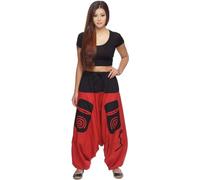 Chausson de lièvre Bas de pompe Bas de contention Bas de yoga Goa Sarouel Baggy Aladin Freizeithose Simandra Damen, rot S/M