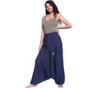 Chausson de yoga Goa Sarouel Baggy Freizeithose Singharaja Damen, blau