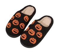 Chausson D'halloween Femme Automne Et Hiver Chaud Intérieur Anti Slip Chaussons Rembourré Home Pantoufles Femme Avec Imprimé Halloween Peluche Chauds Décontractés Imprimé Mignon Pantoufles Halloween