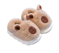 Chausson Enfant 24 - Chaussons Capybara pour Filles Chaussures d'hiver Chaudes Doublées De Polaire avec Couvre-Talon pour Tout-Petits (Coffee 30)