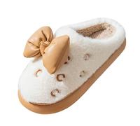 Chausson Femme Hiver Chaude Chausson Pour Ado Pantoufles Dintérieur Pour Femmes Printemps Et Hiver Semelle Épaisse Légères Chaudes Antidérapantes Chaussons Chauffants Femme (White 38)