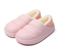 Chausson Femme Hiver Pantoufles En Peluche Chaudes D'Hiver Pour Hommes, Femmes, Chaussures En Coton, Tissu Imperméable À L'Intérieur, Pantoufles Unisexes Pour La Maison, Rose, 8