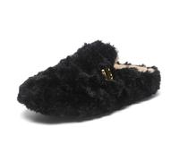 Chausson Fermé D Intérieur d’ intérieur et ’ extérieur en Style Mocassin pour Femme- Chaudes faciles à Enfiler Semelle épaisse -dérapante Confort Quotidien (Black, 36)