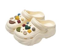 Chausson Fermé D Intérieur Décontractées Unisex Plateforme Respirante à Bride Ouverte pour Femme et Homme - Slip-on Confort Quotidien Sandales Polyvalentes Intemporelles(White, 35-36)