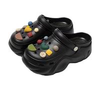 Chausson Fermé D Intérieur Décontractées Unisex Plateforme Respirante à Bride Ouverte pour Femme et Homme - Slip-on Confort Quotidien Sandales Polyvalentes Intemporelles(Black, 37-38)