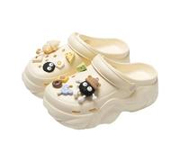 Chausson Fermé D Intérieur Sabots Respirants à Plateforme pour Femmes et Hommes Unisexes Confortables à Enfiler décontractées avec Accessoires Usage Quotidien Toutes Saisons (White, 35-36)