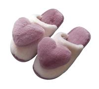 Chausson Fourrés Femme Large Hiver Chaud Pantoufles Mignon Avec Cœur Fluffy | Chausson Peluche Doux Et Confortable De Maison, Pantoufle Antiderapant Sabot Fourré, Chausson Pilou Mules De Automne Hiver