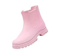 Chausson Hiver Bleu Short Rain Boots for Womens Ankle Rainboot Garden Boot Ladies Rubber Outside Work with Comfort Escarpins Sexy Petit Talon (Red, 40)