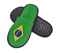 Chausson Homme Drapeau Du Brésil Hiver Pantoufles Chaude Pantoufles À La Maison Laine En Peluche Pantoufles En Coton Pour Maison, Hôtel, Chambre L